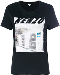 schwarzes bedrucktes T-shirt von Kenzo