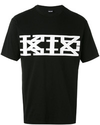 schwarzes bedrucktes T-shirt von Kokon To Zai