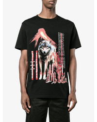 schwarzes bedrucktes T-shirt von Marcelo Burlon County of Milan