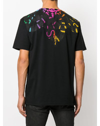 schwarzes bedrucktes T-shirt von Marcelo Burlon County of Milan