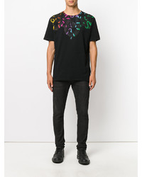 schwarzes bedrucktes T-shirt von Marcelo Burlon County of Milan