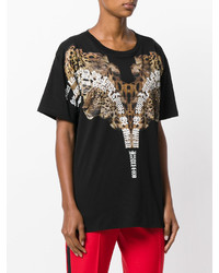 schwarzes bedrucktes T-shirt von Marcelo Burlon County of Milan