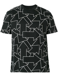 schwarzes bedrucktes T-shirt von Les Hommes