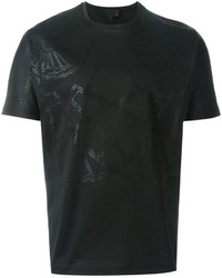 schwarzes bedrucktes T-shirt von Les Hommes