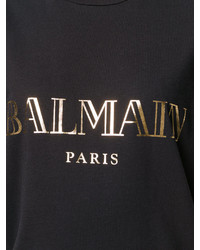 schwarzes bedrucktes T-shirt von Balmain