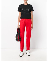 schwarzes bedrucktes T-shirt von MSGM