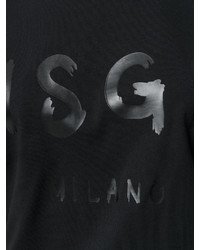 schwarzes bedrucktes T-shirt von MSGM