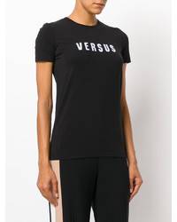 schwarzes bedrucktes T-shirt von Versus