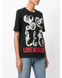 schwarzes bedrucktes T-shirt von Love Moschino