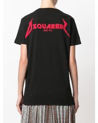 schwarzes bedrucktes T-shirt von Dsquared2