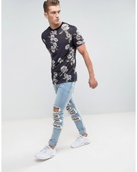 schwarzes bedrucktes T-shirt von Asos