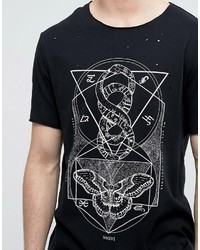 schwarzes bedrucktes T-shirt von Asos