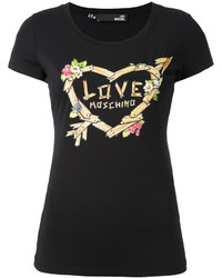 schwarzes bedrucktes T-shirt von Love Moschino