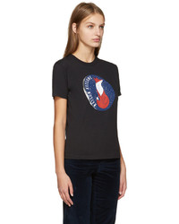 schwarzes bedrucktes T-shirt von MAISON KITSUNE