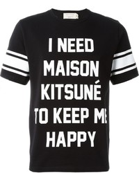 schwarzes bedrucktes T-shirt von MAISON KITSUNÉ