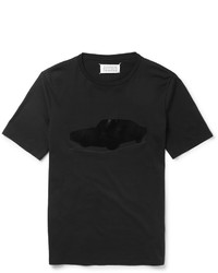 schwarzes bedrucktes T-shirt von Maison Margiela