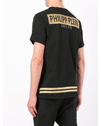 schwarzes bedrucktes T-shirt von Philipp Plein