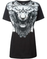 schwarzes bedrucktes T-shirt von Marcelo Burlon County of Milan