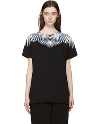 schwarzes bedrucktes T-shirt von Marcelo Burlon County of Milan