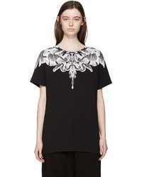 schwarzes bedrucktes T-shirt von Marcelo Burlon County of Milan