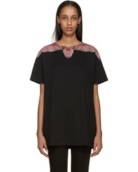 schwarzes bedrucktes T-shirt von Marcelo Burlon County of Milan