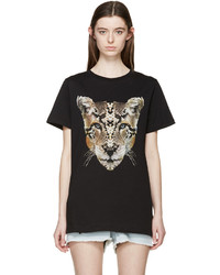 schwarzes bedrucktes T-shirt von Marcelo Burlon County of Milan