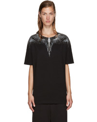 schwarzes bedrucktes T-shirt von Marcelo Burlon County of Milan