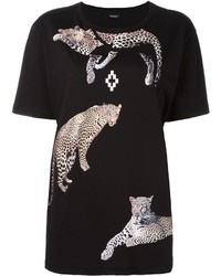 schwarzes bedrucktes T-shirt von Marcelo Burlon County of Milan