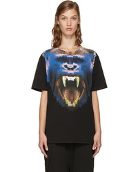 schwarzes bedrucktes T-shirt von Marcelo Burlon County of Milan