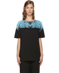 schwarzes bedrucktes T-shirt von Marcelo Burlon County of Milan