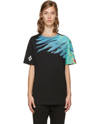 schwarzes bedrucktes T-shirt von Marcelo Burlon County of Milan