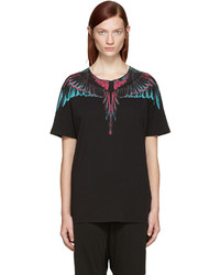 schwarzes bedrucktes T-shirt von Marcelo Burlon County of Milan