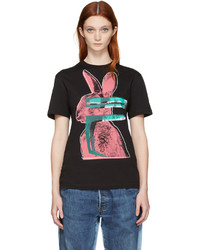 schwarzes bedrucktes T-shirt von MCQ