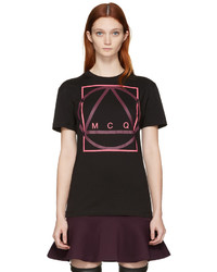 schwarzes bedrucktes T-shirt von MCQ