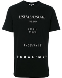 schwarzes bedrucktes T-shirt von McQ