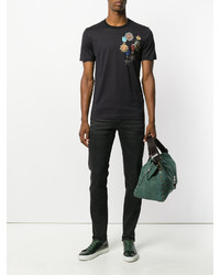 schwarzes bedrucktes T-shirt von Dolce & Gabbana