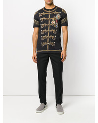 schwarzes bedrucktes T-shirt von Dolce & Gabbana