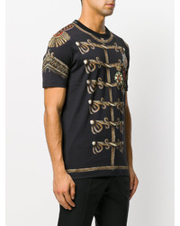 schwarzes bedrucktes T-shirt von Dolce & Gabbana