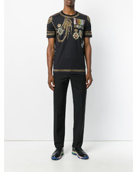 schwarzes bedrucktes T-shirt von Dolce & Gabbana