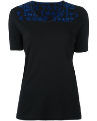 schwarzes bedrucktes T-shirt von MM6 MAISON MARGIELA