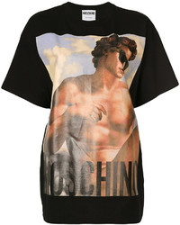 schwarzes bedrucktes T-shirt von Moschino