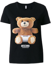 schwarzes bedrucktes T-shirt von Moschino