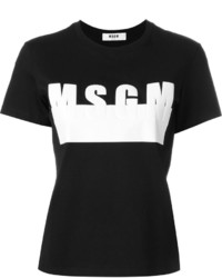 schwarzes bedrucktes T-shirt von MSGM