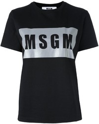 schwarzes bedrucktes T-shirt von MSGM