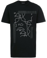 schwarzes bedrucktes T-shirt von Neil Barrett