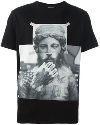 schwarzes bedrucktes T-shirt von Neil Barrett