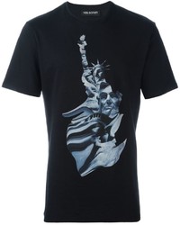 schwarzes bedrucktes T-shirt von Neil Barrett