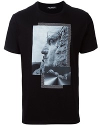 schwarzes bedrucktes T-shirt von Neil Barrett