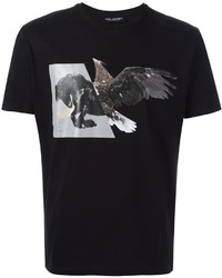 schwarzes bedrucktes T-shirt von Neil Barrett