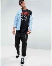 schwarzes bedrucktes T-shirt von Asos